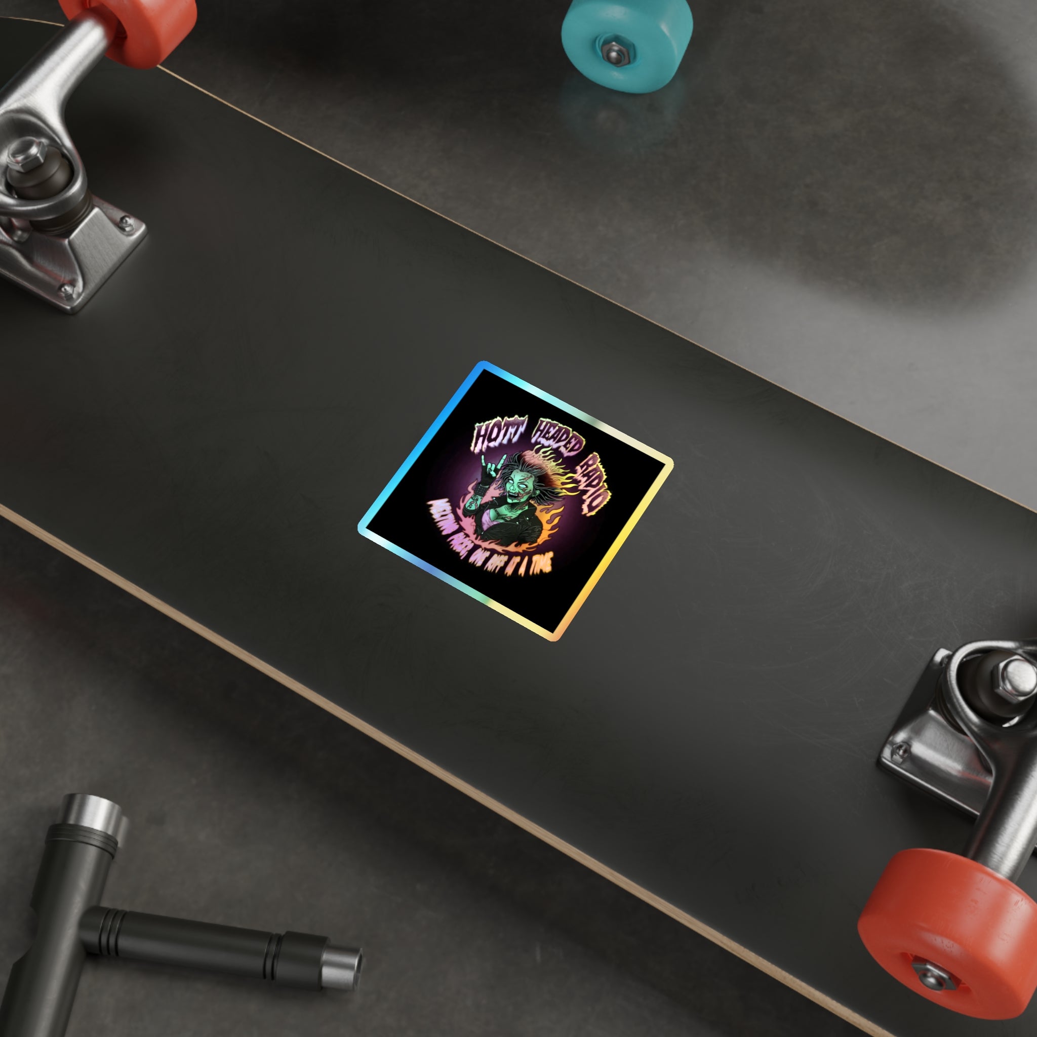 Hott Headed Radio Station Logo - (Zombie Girl/Holographic Die-Cut Stickers)
