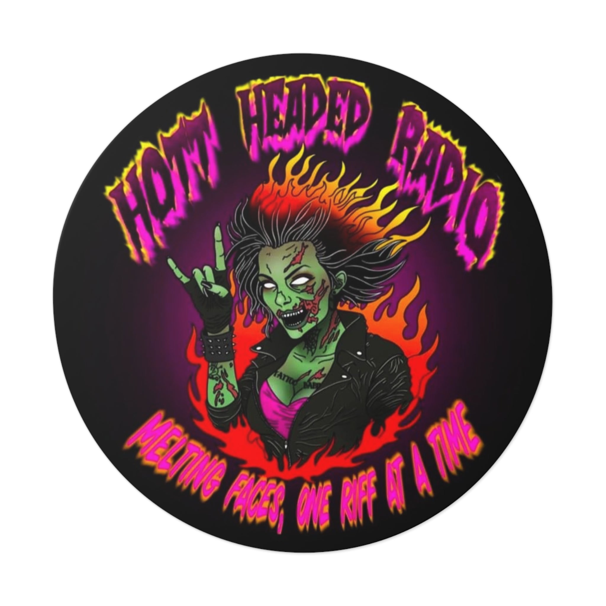 Hott Headed Radio Station Logo - (Zombie Girl - Round Vinyl Stickers)