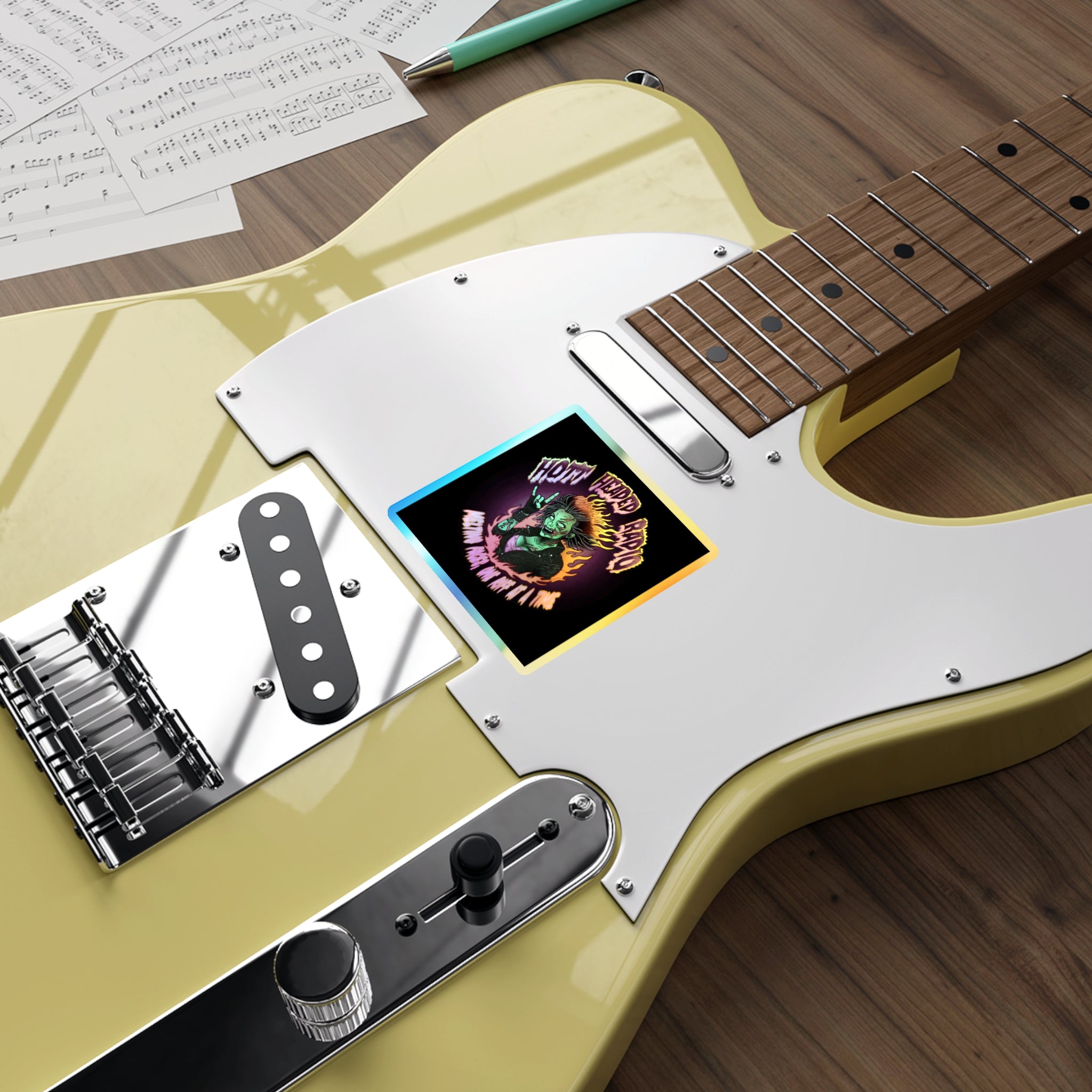 Hott Headed Radio Station Logo - (Zombie Girl/Holographic Die-Cut Stickers)