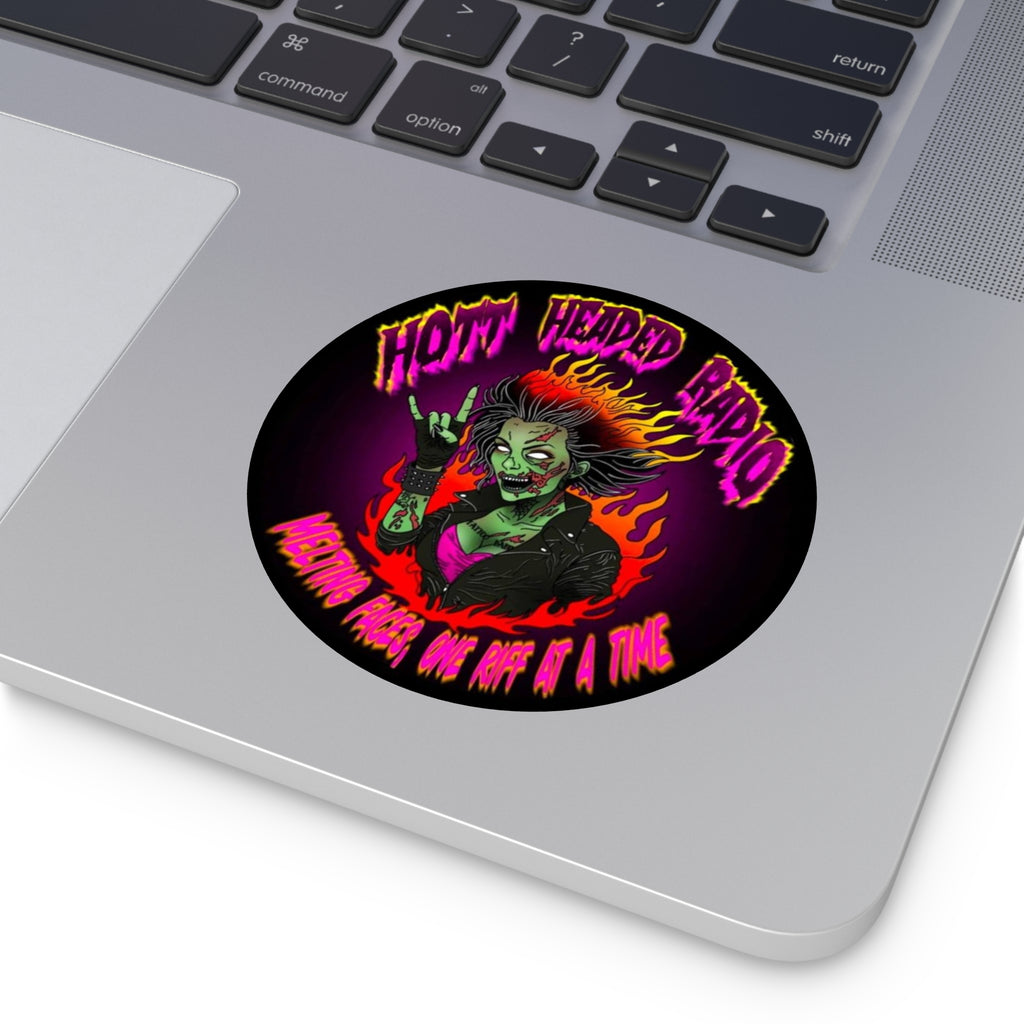Hott Headed Radio Station Logo - (Zombie Girl - Round Vinyl Stickers)
