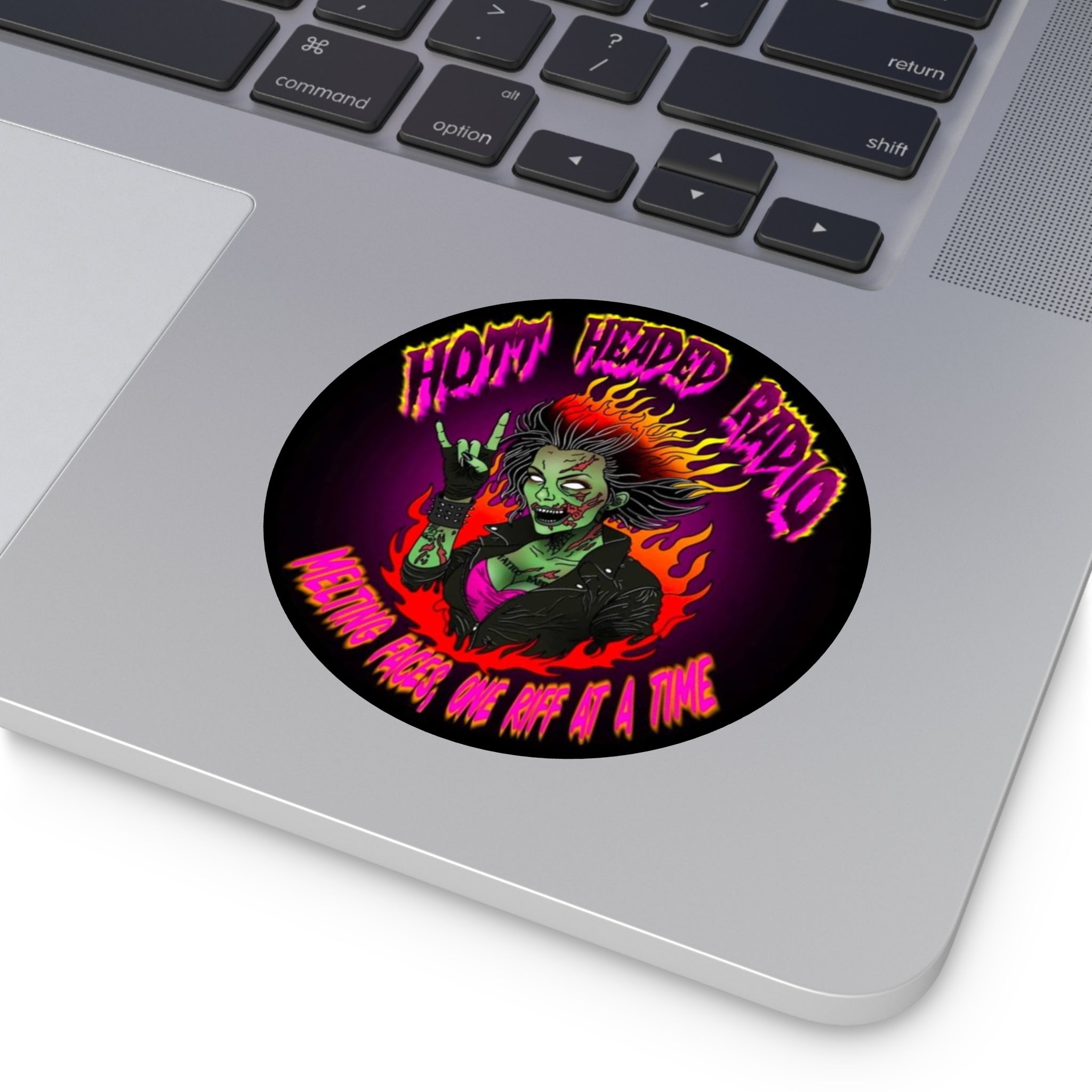 Hott Headed Radio Station Logo - (Zombie Girl - Round Vinyl Stickers)