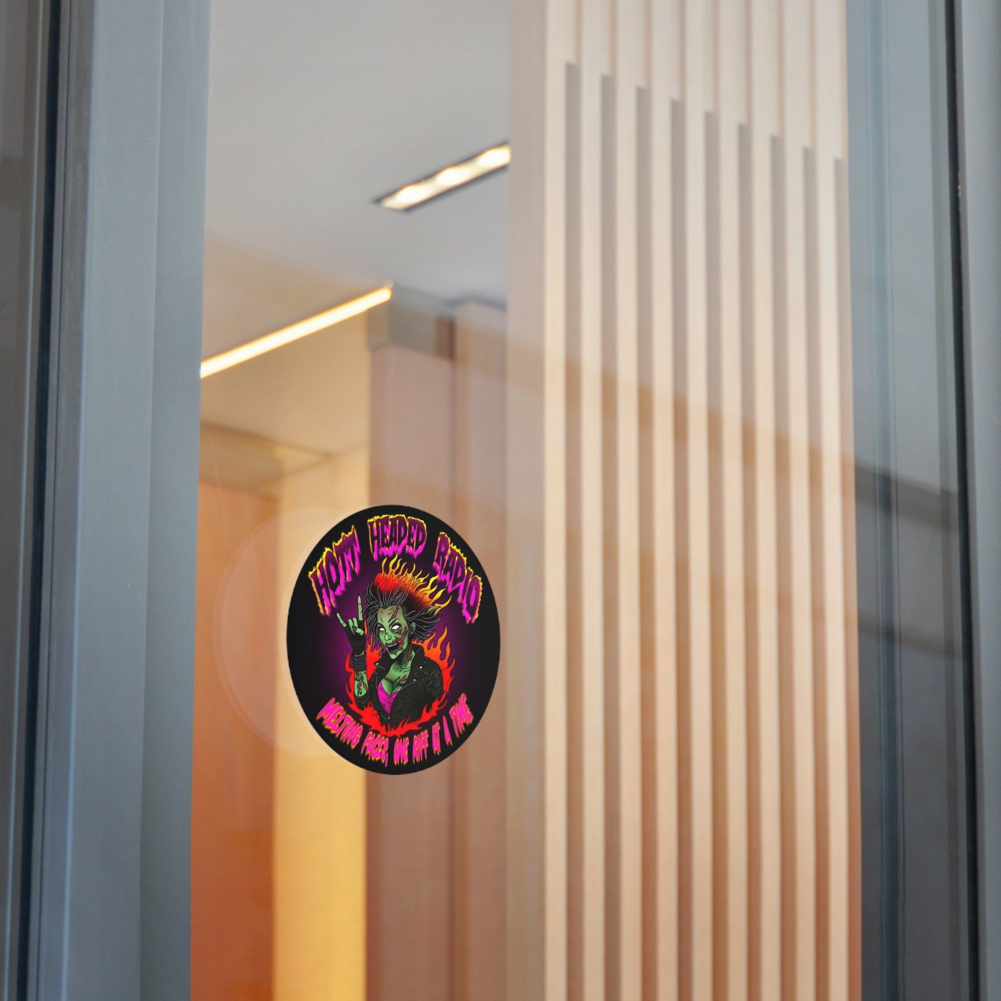 Hott Headed Radio Station Logo - (Zombie Girl - Round Vinyl Stickers)