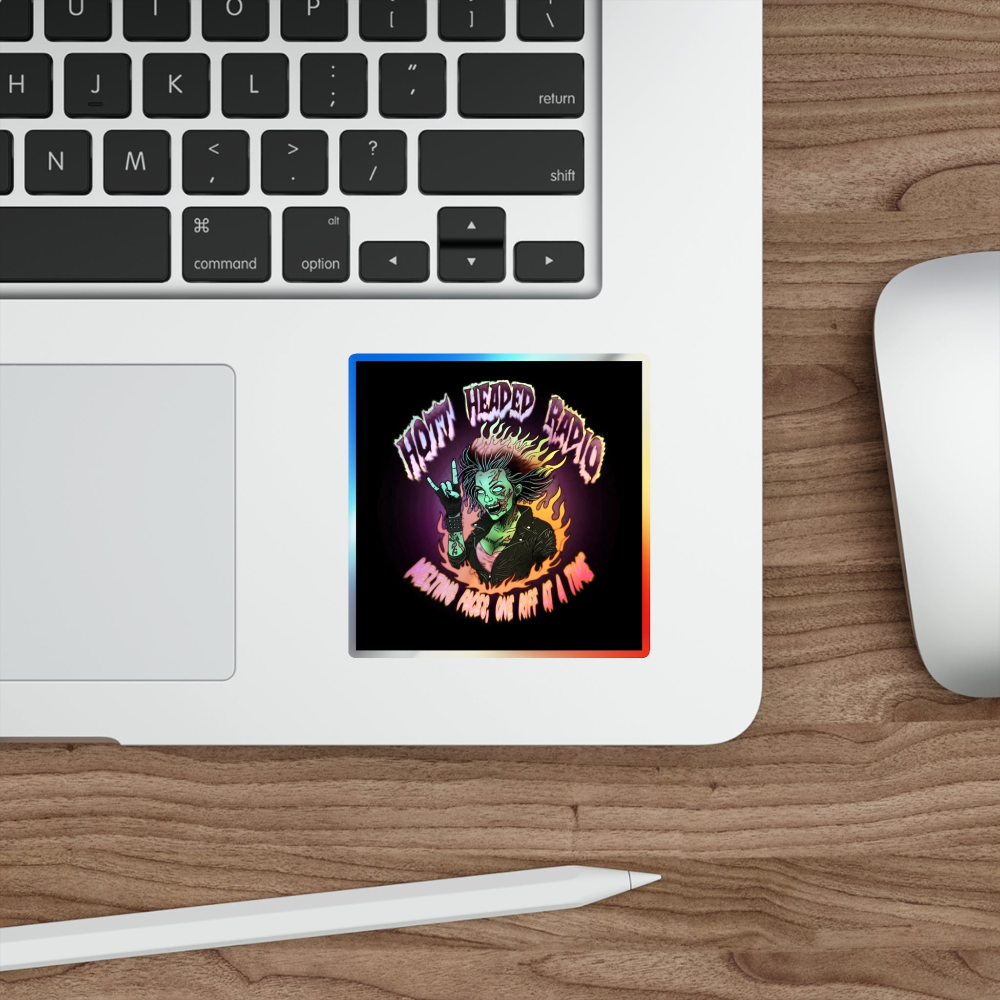 Hott Headed Radio Station Logo - (Zombie Girl/Holographic Die-Cut Stickers)