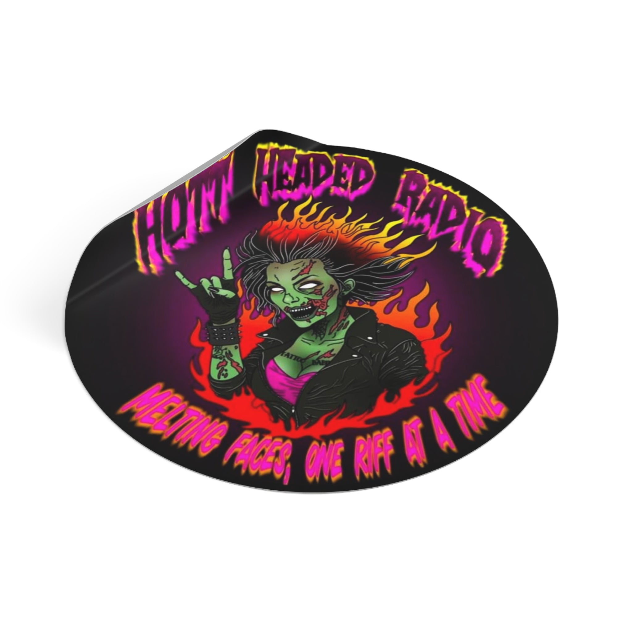 Hott Headed Radio Station Logo - (Zombie Girl - Round Vinyl Stickers)