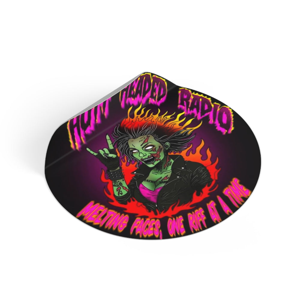 Hott Headed Radio Station Logo - (Zombie Girl - Round Vinyl Stickers)