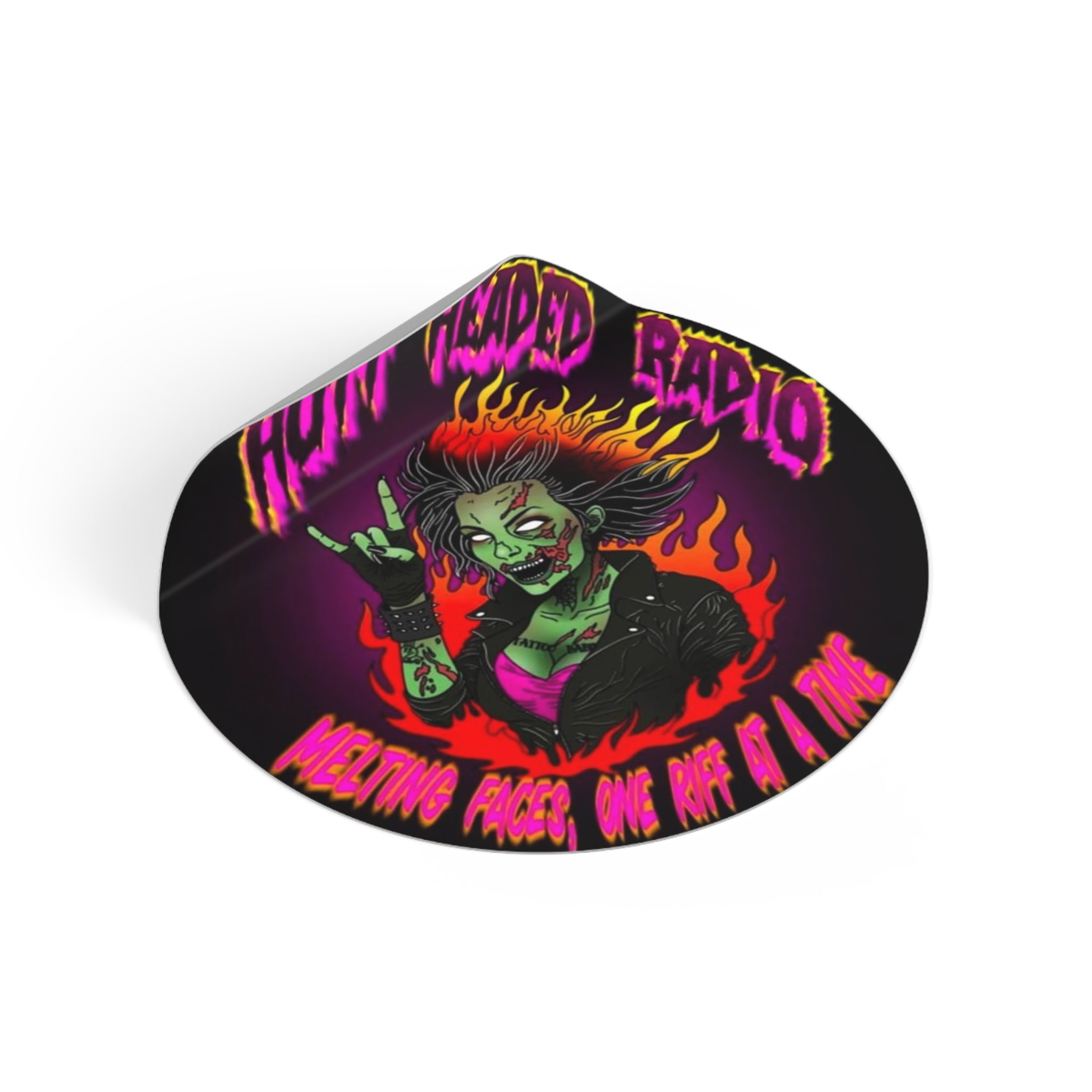 Hott Headed Radio Station Logo - (Zombie Girl - Round Vinyl Stickers)
