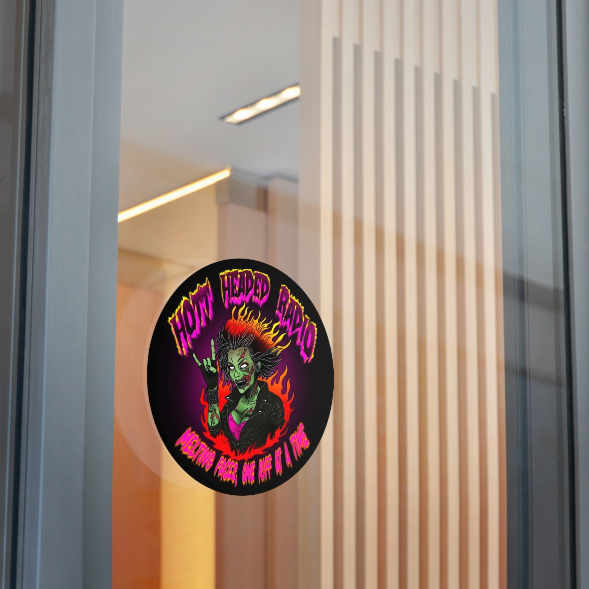 Hott Headed Radio Station Logo - (Zombie Girl - Round Vinyl Stickers)