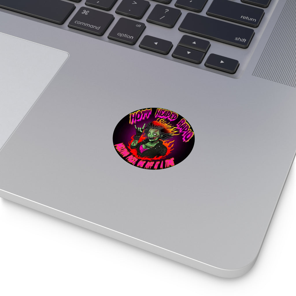 Hott Headed Radio Station Logo - (Zombie Girl - Round Vinyl Stickers)