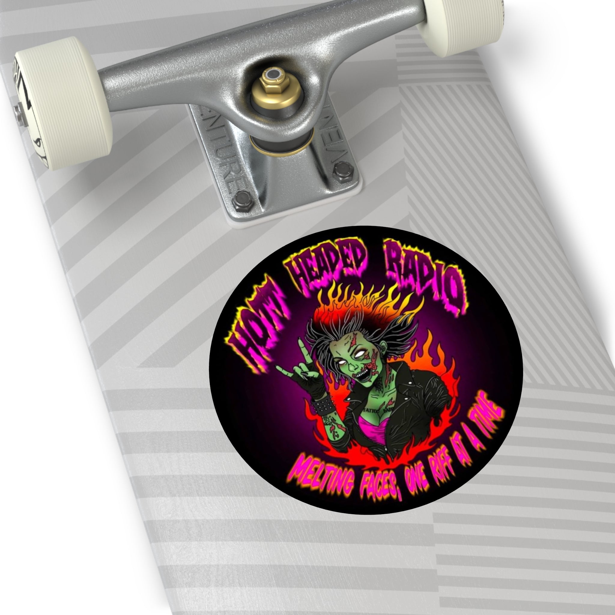 Hott Headed Radio Station Logo - (Zombie Girl - Round Vinyl Stickers)
