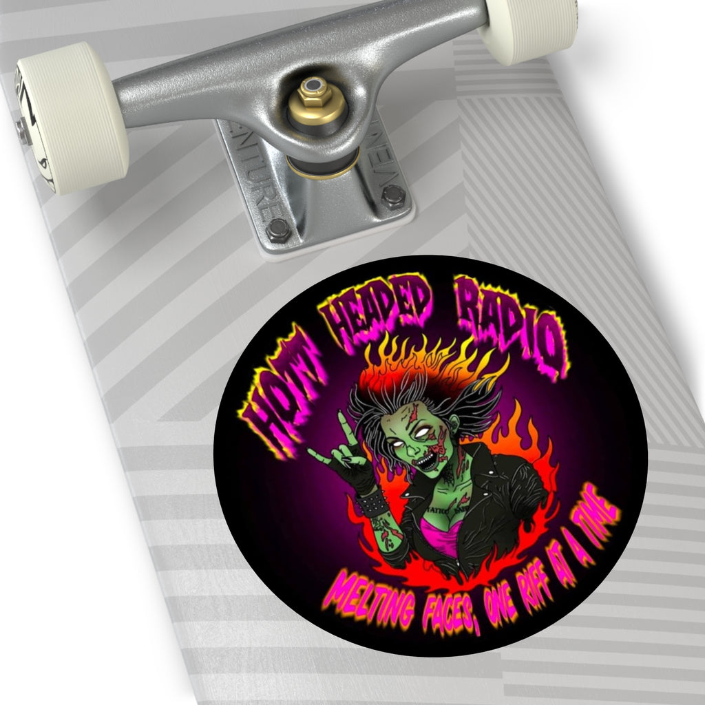 Hott Headed Radio Station Logo - (Zombie Girl - Round Vinyl Stickers)