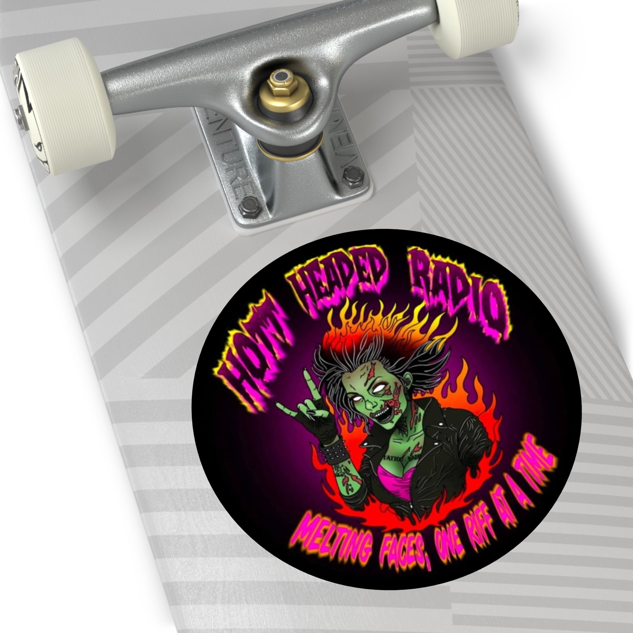 Hott Headed Radio Station Logo - (Zombie Girl - Round Vinyl Stickers)