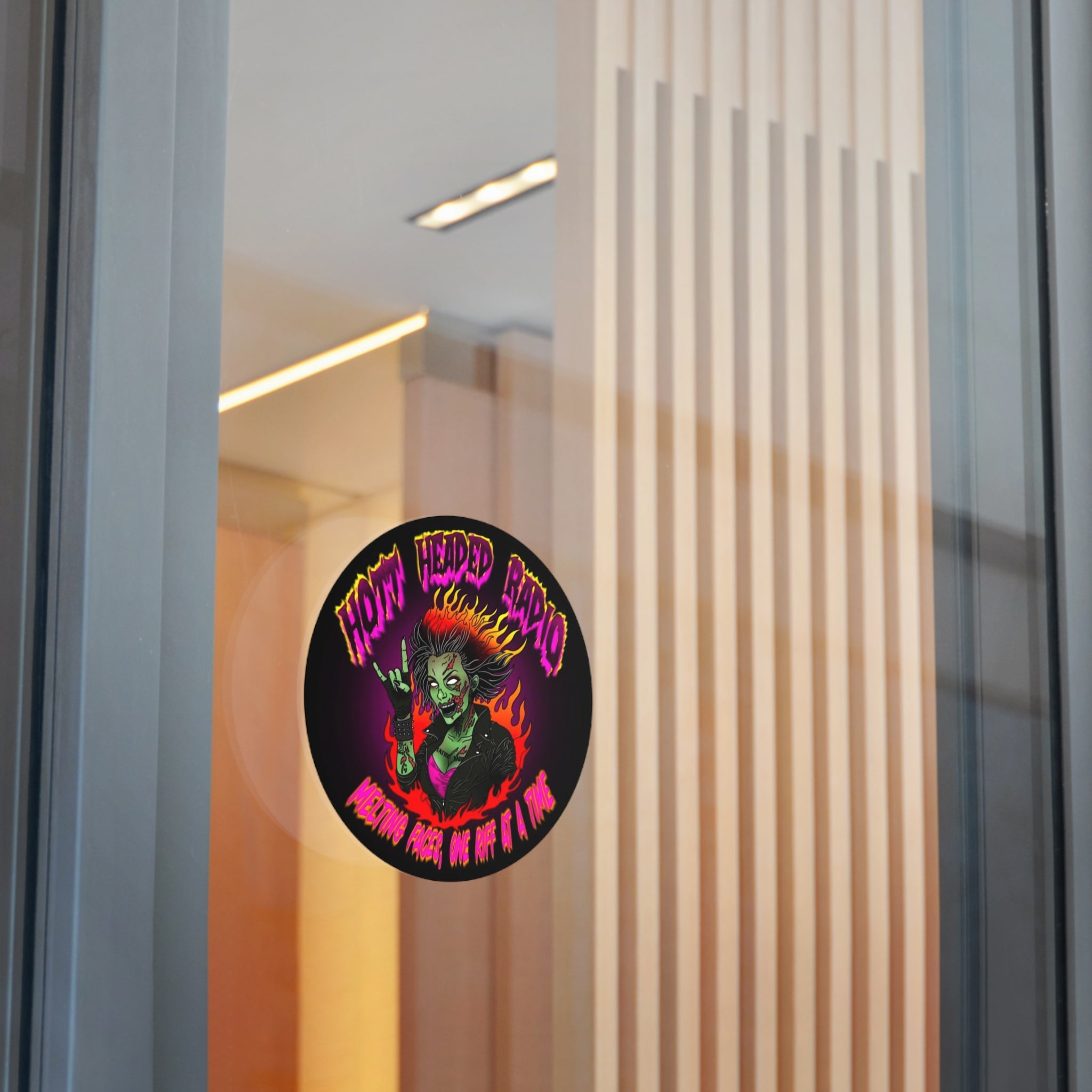 Hott Headed Radio Station Logo - (Zombie Girl - Round Vinyl Stickers)