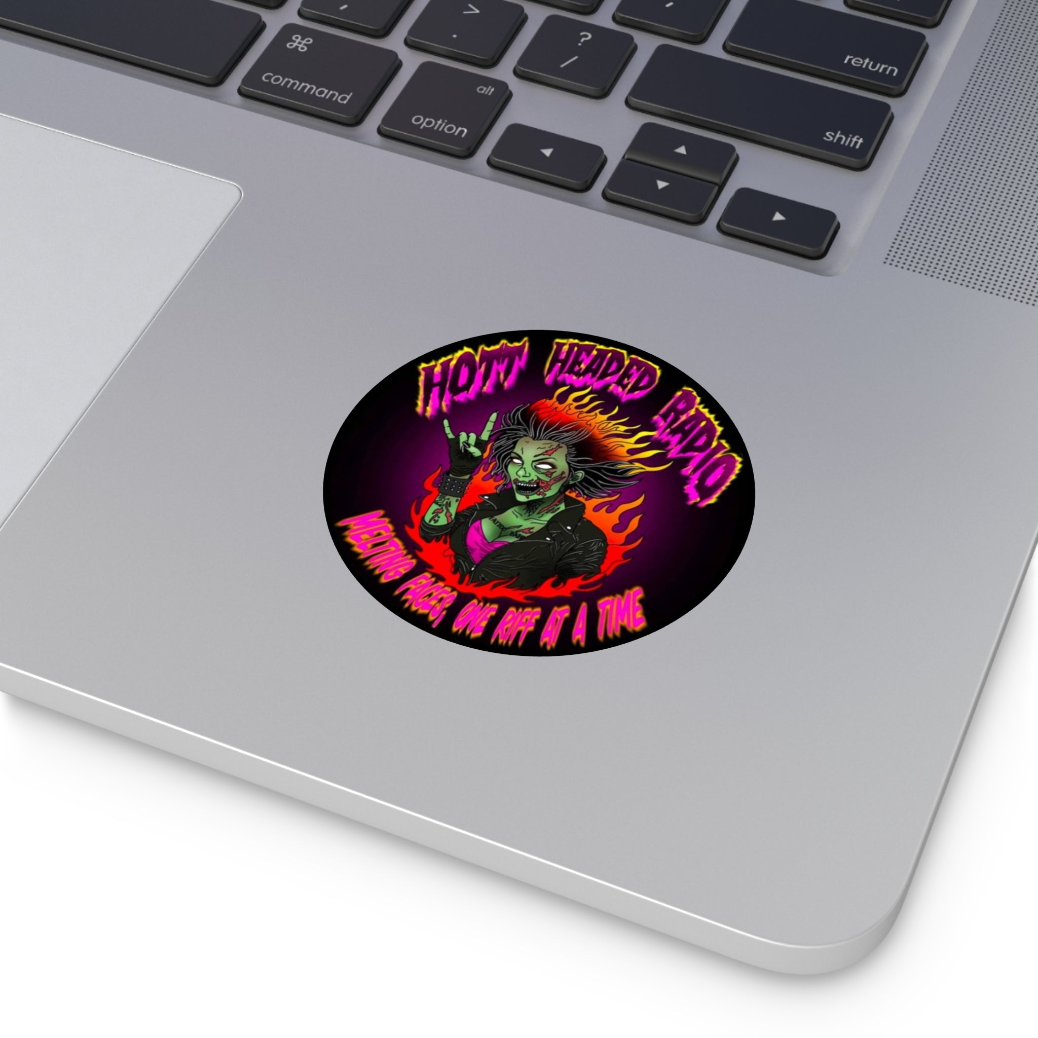 Hott Headed Radio Station Logo - (Zombie Girl - Round Vinyl Stickers)