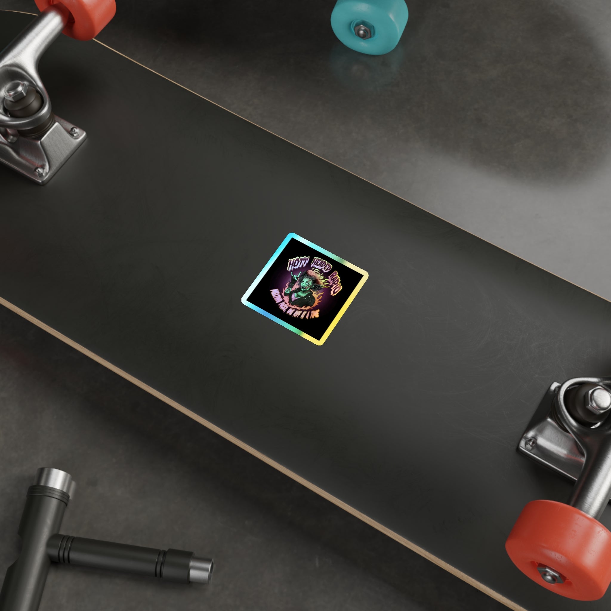 Hott Headed Radio Station Logo - (Zombie Girl/Holographic Die-Cut Stickers)