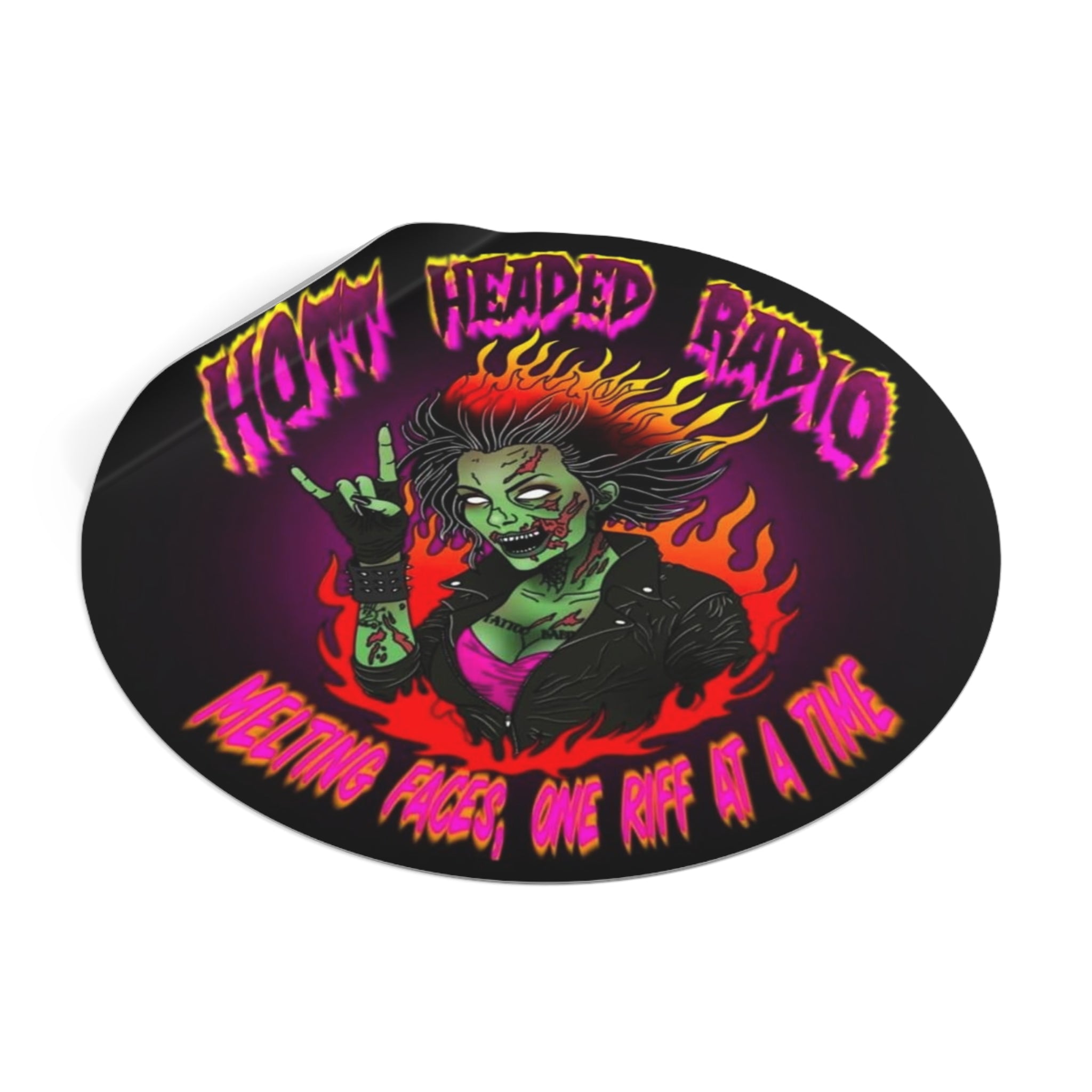 Hott Headed Radio Station Logo - (Zombie Girl - Round Vinyl Stickers)