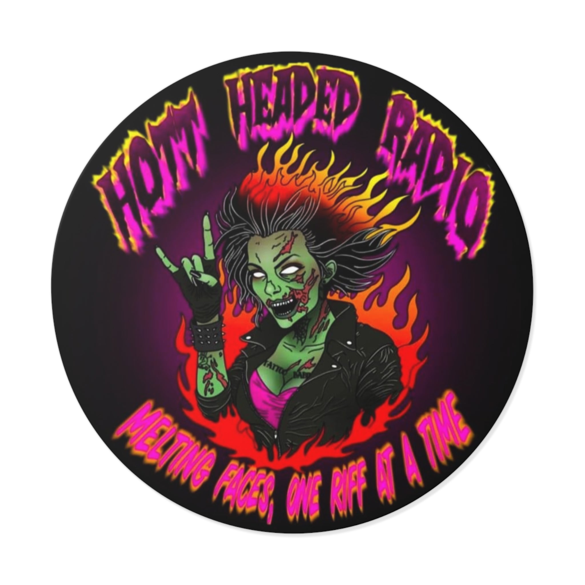 Hott Headed Radio Station Logo - (Zombie Girl - Round Vinyl Stickers)